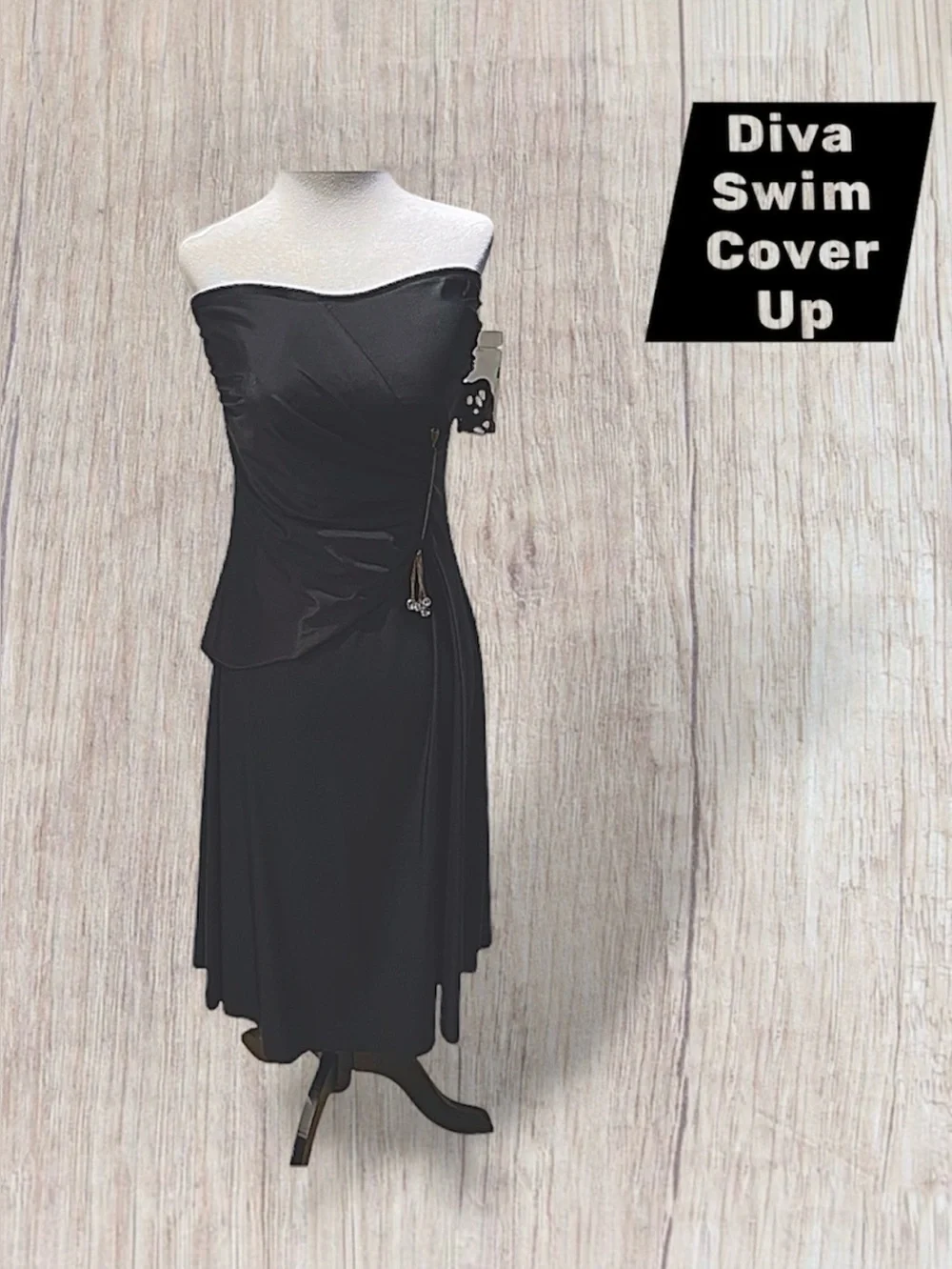 RARE NWOT Diva by Rachel Pappo Black Designer Resort Beach Dress Cover Up Sz 12 - Picture 1 of 13